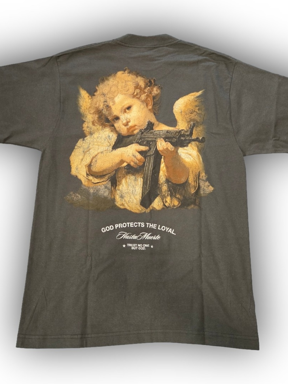 Hasta Muerte "God Protects The Loyal" Angel Graphic Tee - Size M